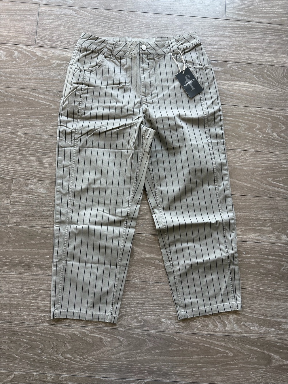 Flamingals Women’s Cropped Pinstripe Pants - Picture 2 of 8